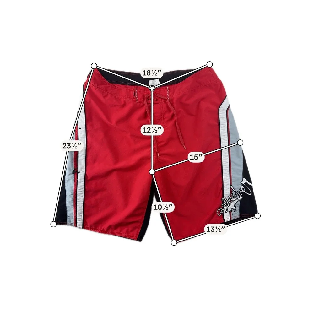 Quiksilver Board Shorts Mens 38 Red Colorblock Surf Swim Trunks Y2K